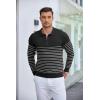 imageCOOFANDY Mens Knit Polo Shirt Quarter Zip Slim Fit Pullover Long Sleeve Sweater PoloBlack White Stripes