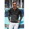 imageCOOFANDY Mens Knit Polo Shirt Quarter Zip Slim Fit Pullover Long Sleeve Sweater PoloBlack White Stripes