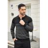 imageCOOFANDY Mens Knit Polo Shirt Quarter Zip Slim Fit Pullover Long Sleeve Sweater PoloBlack White Stripes