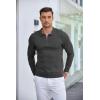 imageCOOFANDY Mens Knit Polo Shirt Quarter Zip Slim Fit Pullover Long Sleeve Sweater PoloDark Grey