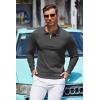 imageCOOFANDY Mens Knit Polo Shirt Quarter Zip Slim Fit Pullover Long Sleeve Sweater PoloDark Grey