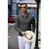 imageCOOFANDY Mens Knit Polo Shirt Quarter Zip Slim Fit Pullover Long Sleeve Sweater PoloDark Grey