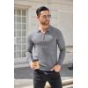 imageCOOFANDY Mens Knit Polo Shirt Quarter Zip Slim Fit Pullover Long Sleeve Sweater PoloGray