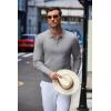 imageCOOFANDY Mens Knit Polo Shirt Quarter Zip Slim Fit Pullover Long Sleeve Sweater PoloGray