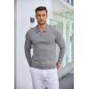 imageCOOFANDY Mens Knit Polo Shirt Quarter Zip Slim Fit Pullover Long Sleeve Sweater PoloGray