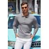 imageCOOFANDY Mens Knit Polo Shirt Quarter Zip Slim Fit Pullover Long Sleeve Sweater PoloGray