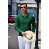 imageCOOFANDY Mens Knit Polo Shirt Quarter Zip Slim Fit Pullover Long Sleeve Sweater PoloGreen
