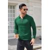 imageCOOFANDY Mens Knit Polo Shirt Quarter Zip Slim Fit Pullover Long Sleeve Sweater PoloGreen