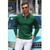 imageCOOFANDY Mens Knit Polo Shirt Quarter Zip Slim Fit Pullover Long Sleeve Sweater PoloGreen