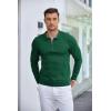imageCOOFANDY Mens Knit Polo Shirt Quarter Zip Slim Fit Pullover Long Sleeve Sweater PoloGreen