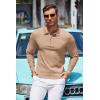 imageCOOFANDY Mens Knit Polo Shirt Quarter Zip Slim Fit Pullover Long Sleeve Sweater PoloKhaki