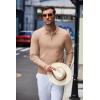 imageCOOFANDY Mens Knit Polo Shirt Quarter Zip Slim Fit Pullover Long Sleeve Sweater PoloKhaki