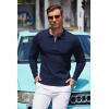 imageCOOFANDY Mens Knit Polo Shirt Quarter Zip Slim Fit Pullover Long Sleeve Sweater PoloNavy Blue