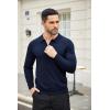 imageCOOFANDY Mens Knit Polo Shirt Quarter Zip Slim Fit Pullover Long Sleeve Sweater PoloNavy Blue