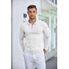 imageCOOFANDY Mens Knit Polo Shirt Quarter Zip Slim Fit Pullover Long Sleeve Sweater PoloWhite