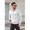 imageCOOFANDY Mens Knit Polo Shirt Quarter Zip Slim Fit Pullover Long Sleeve Sweater PoloWhite