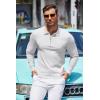 imageCOOFANDY Mens Knit Polo Shirt Quarter Zip Slim Fit Pullover Long Sleeve Sweater PoloWhite
