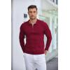 imageCOOFANDY Mens Knit Polo Shirt Quarter Zip Slim Fit Pullover Long Sleeve Sweater PoloWine Red
