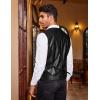 imageCOOFANDY Mens Leather Suit Vest Casual Western Vest Jacket Lightweight VNeck Dress Waistcoats Halloween CostumesBlack