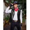 imageCOOFANDY Mens Leather Suit Vest Casual Western Vest Jacket Lightweight VNeck Dress Waistcoats Halloween CostumesBlack