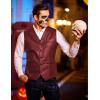 imageCOOFANDY Mens Leather Suit Vest Casual Western Vest Jacket Lightweight VNeck Dress Waistcoats Halloween CostumesBurgundy