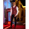 imageCOOFANDY Mens Leather Suit Vest Casual Western Vest Jacket Lightweight VNeck Dress Waistcoats Halloween CostumesBurgundy