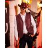imageCOOFANDY Mens Leather Suit Vest Casual Western Vest Jacket Lightweight VNeck Dress Waistcoats Halloween CostumesBurgundy