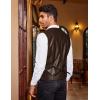 imageCOOFANDY Mens Leather Suit Vest Casual Western Vest Jacket Lightweight VNeck Dress Waistcoats Halloween CostumesCoffee