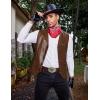 imageCOOFANDY Mens Leather Suit Vest Casual Western Vest Jacket Lightweight VNeck Dress Waistcoats Halloween CostumesDark Brown