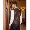 imageCOOFANDY Mens Leather Suit Vest Casual Western Vest Jacket Lightweight VNeck Dress Waistcoats Halloween CostumesDark Brown