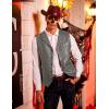 imageCOOFANDY Mens Leather Suit Vest Casual Western Vest Jacket Lightweight VNeck Dress Waistcoats Halloween CostumesDark Grey