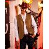 imageCOOFANDY Mens Leather Suit Vest Casual Western Vest Jacket Lightweight VNeck Dress Waistcoats Halloween CostumesLight Brown
