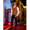 imageCOOFANDY Mens Leather Suit Vest Casual Western Vest Jacket Lightweight VNeck Dress Waistcoats Halloween CostumesLight Brown