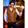 imageCOOFANDY Mens Leather Suit Vest Casual Western Vest Jacket Lightweight VNeck Dress Waistcoats Halloween CostumesLight Brown