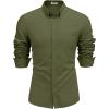imageCOOFANDY Mens Long Sleeve Button Down Shirts Casual Cotton Linen Shirts Summer Beach Shirt with PocketArmy Green