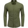 imageCOOFANDY Mens Long Sleeve Button Down Shirts Casual Cotton Linen Shirts Summer Beach Shirt with PocketArmy Green