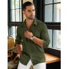 imageCOOFANDY Mens Long Sleeve Button Down Shirts Casual Cotton Linen Shirts Summer Beach Shirt with PocketArmy Green