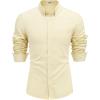 imageCOOFANDY Mens Long Sleeve Button Down Shirts Casual Cotton Linen Shirts Summer Beach Shirt with PocketBeige