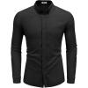 imageCOOFANDY Mens Long Sleeve Button Down Shirts Casual Cotton Linen Shirts Summer Beach Shirt with PocketBlack