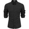 imageCOOFANDY Mens Long Sleeve Button Down Shirts Casual Cotton Linen Shirts Summer Beach Shirt with PocketBlack