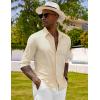 imageCOOFANDY Mens Long Sleeve Button Down Shirts Casual Cotton Linen Shirts Summer Beach Shirt with PocketKhaki