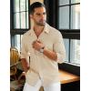 imageCOOFANDY Mens Long Sleeve Button Down Shirts Casual Cotton Linen Shirts Summer Beach Shirt with PocketKhaki
