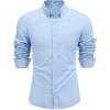 imageCOOFANDY Mens Long Sleeve Button Down Shirts Casual Cotton Linen Shirts Summer Beach Shirt with PocketLight Blue