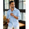 imageCOOFANDY Mens Long Sleeve Button Down Shirts Casual Cotton Linen Shirts Summer Beach Shirt with PocketLight Blue