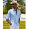 imageCOOFANDY Mens Long Sleeve Button Down Shirts Casual Cotton Linen Shirts Summer Beach Shirt with PocketLight Blue