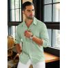 imageCOOFANDY Mens Long Sleeve Button Down Shirts Casual Cotton Linen Shirts Summer Beach Shirt with PocketLight Green
