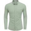 imageCOOFANDY Mens Long Sleeve Button Down Shirts Casual Cotton Linen Shirts Summer Beach Shirt with PocketLight Green
