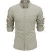 imageCOOFANDY Mens Long Sleeve Button Down Shirts Casual Cotton Linen Shirts Summer Beach Shirt with PocketLight Grey