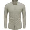 imageCOOFANDY Mens Long Sleeve Button Down Shirts Casual Cotton Linen Shirts Summer Beach Shirt with PocketLight Grey