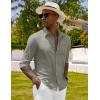 imageCOOFANDY Mens Long Sleeve Button Down Shirts Casual Cotton Linen Shirts Summer Beach Shirt with PocketLight Grey